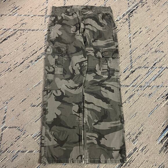 Wrangler Dark Grey Camo Cargo 6‑Pocket Workwear Pants 34Wx30L - Picture 2 of 4